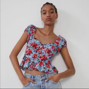 ZARA Floral Crop Top S